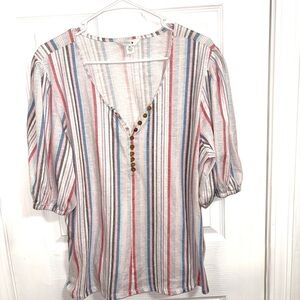 Intro. Multicolor Striped V-Neck Blouse